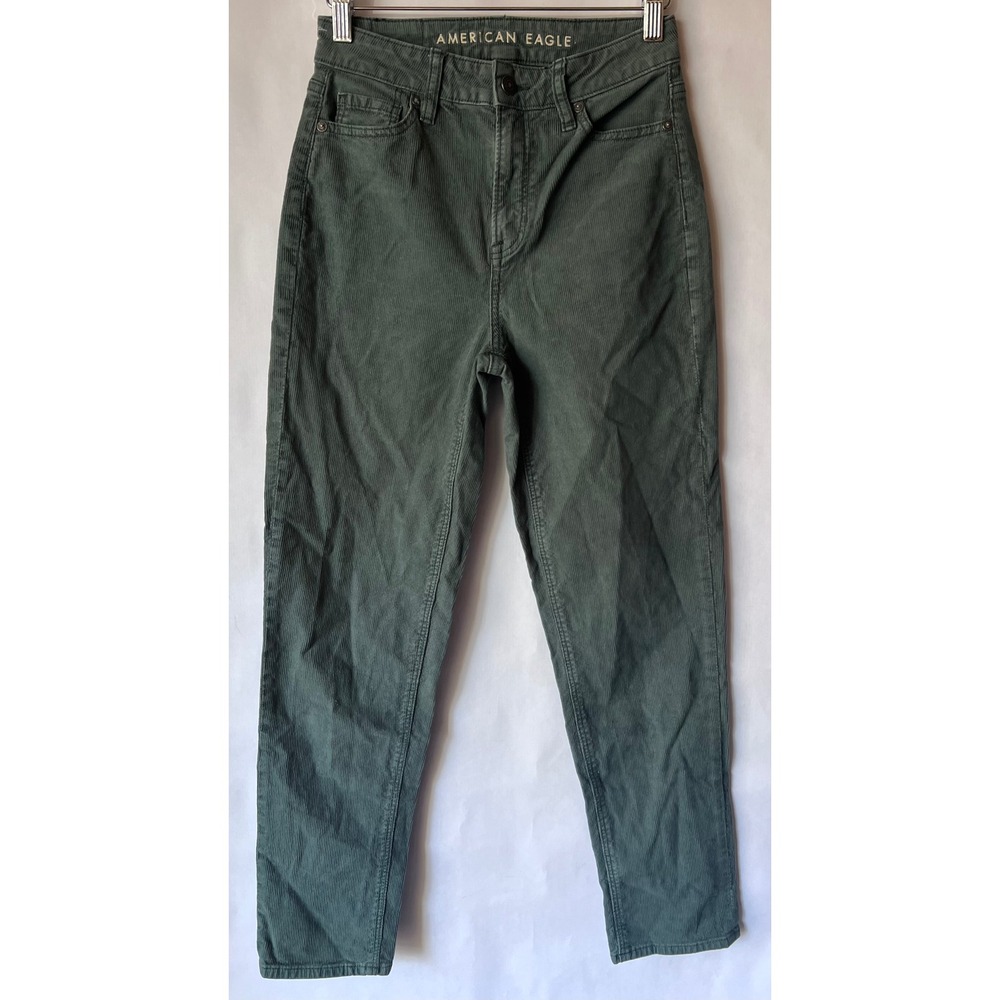 American Eagle Outfitters Womens Corduroy Mom Straight Leg Jeans Green Size 0